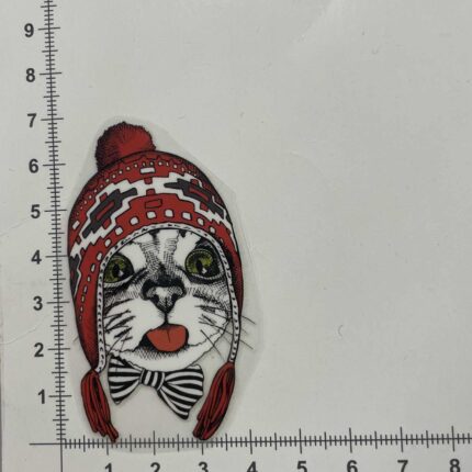 Termoaplikacija Katinas su raudona kepure