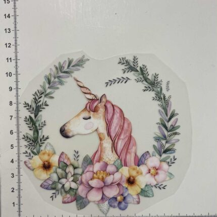 Termoaplikacija Vienaragis gėlių vainike