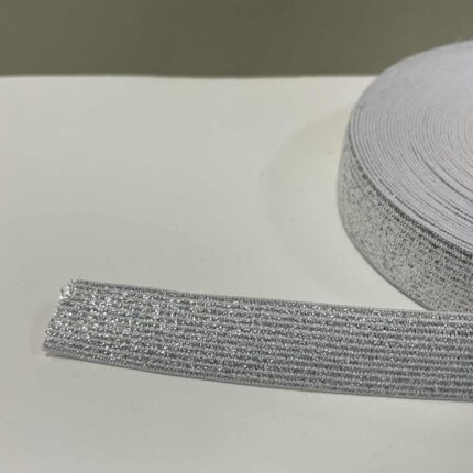 Metalizuota guma 20 mm, Sidabrinė/balta