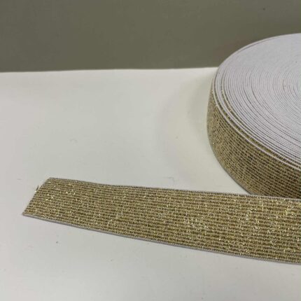 Metalizuota guma 30 mm, Auksinė/balta