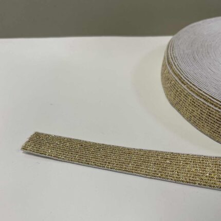 Metalizuota guma 20 mm, Auksinė/balta