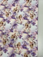 Kilpinis, skaitmeninės spaudos trikotažas Ana ir Elza alyviniam fone