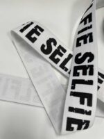Dekoratyvinė guma 38 mm, Balta "Selfie" (3 nuotr.) — trikotažas | Trys Pelėdos