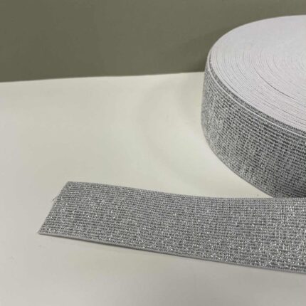 Metalizuota guma 40 mm, sidabrinė/balta