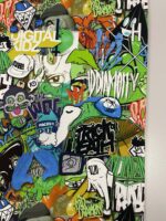 Kilpinis, skaitmeninės spaudos trikotažas Spalvotas grafiti — trikotažas | Trys Pelėdos