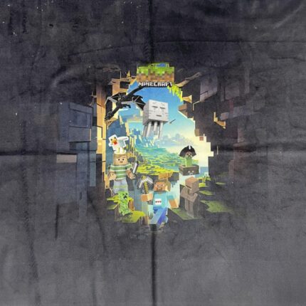 Soft veliūro, skaitmeninės spaudos panelė Juodas Minecraft