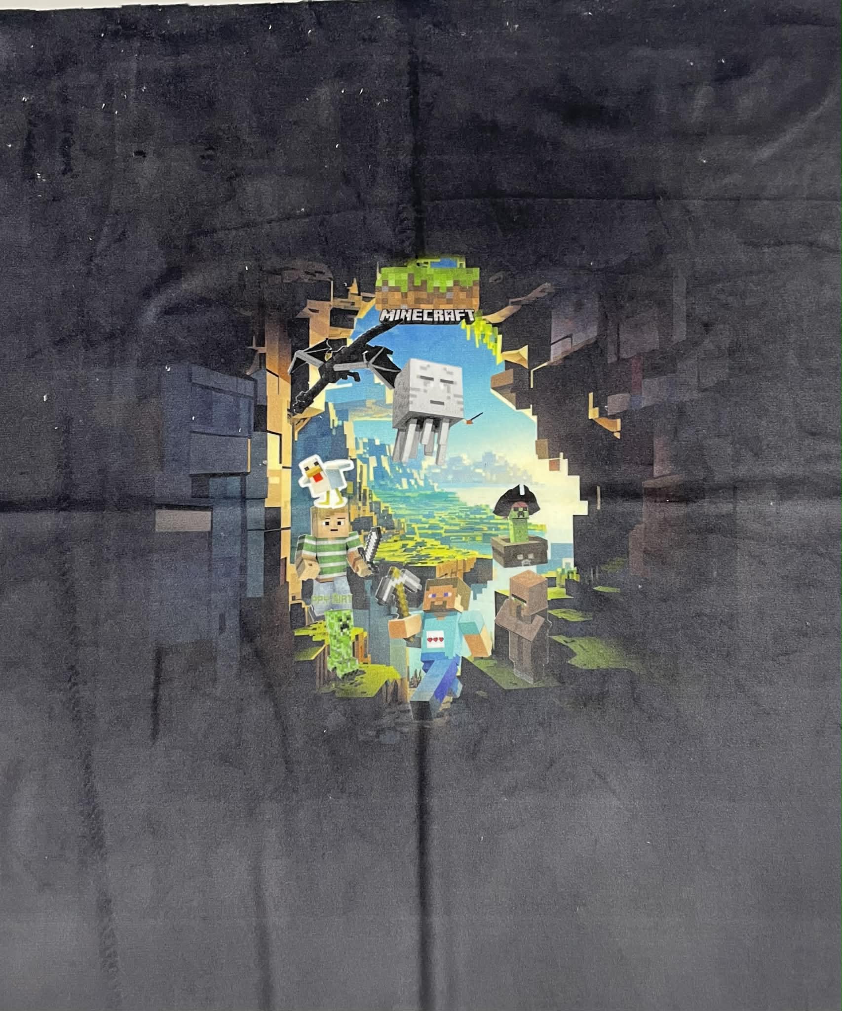 Soft veliūro, skaitmeninės spaudos panelė Juodas Minecraft Soft veliūro, skaitmeninės spaudos panelė Juodas Minecraft