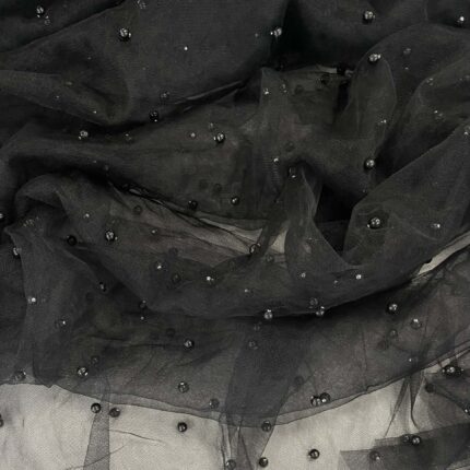 Minkštas tiulis su karoliukais, juodas