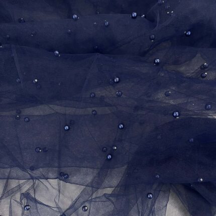 Minkštas tiulis su karoliukais, tamsiai mėlynas