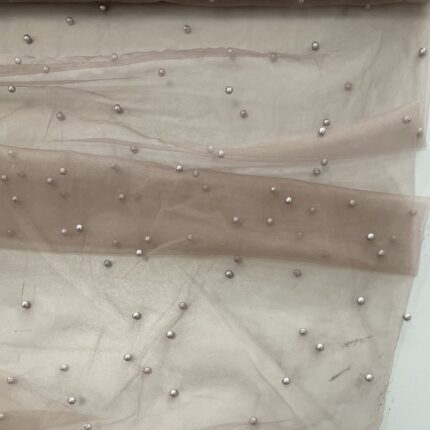 Minkštas tiulis su karoliukais Šviesiai rudas