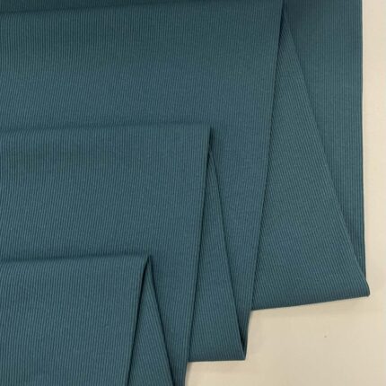 Vidutinis rib trikotažas PETROL BLUE — trikotažas | Trys Pelėdos