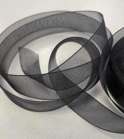 Organzos dekoratyvinė juostelė 19 mm, juoda