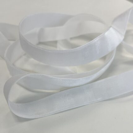 Dekoratyvinė veliūrinė juostelė, 16 mm, balta