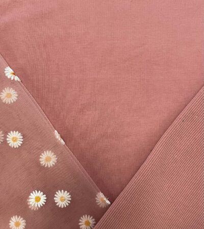 Kilpinio trikotažo, RIB trikotažo ir tiulio rinkinys Pelenų rožė