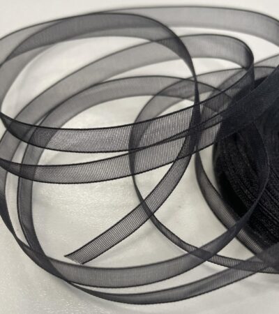 Organzos dekoratyvinė juostelė 06 mm, juoda