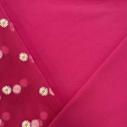 Kilpinio trikotažo, RIB trikotažo ir tiulio rinkinys Rožinis