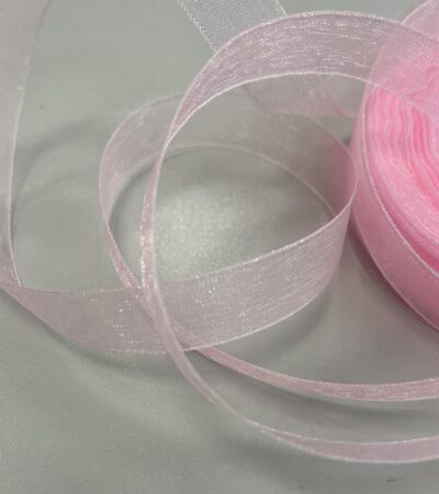 Organzos dekoratyvinė juostelė 13 mm, šviesiai rožinė