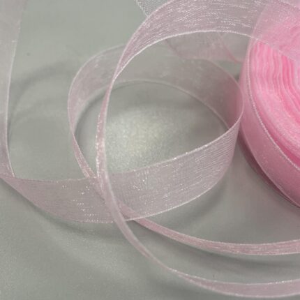 Organzos dekoratyvinė juostelė 13 mm, šviesiai rožinė