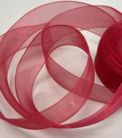 Organzos dekoratyvinė juostelė 19 mm, avietinė