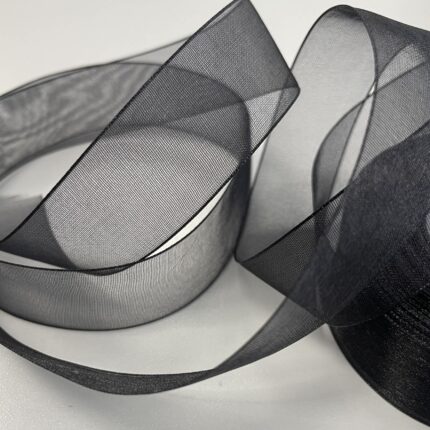 Organzos dekoratyvinė juostelė 25 mm, juoda