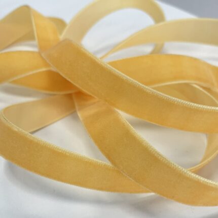 Dekoratyvinė veliūrinė juostelė, 16 mm, geltona