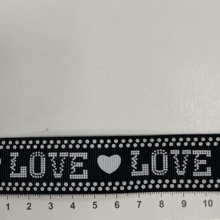 Dekoratyvinė juostelė 25 mm, LOVE (2 nuotr.) — siuvimo juostelė | Trys Pelėdos