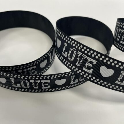 Dekoratyvinė juostelė 25 mm, LOVE — siuvimo juostelė | Trys Pelėdos
