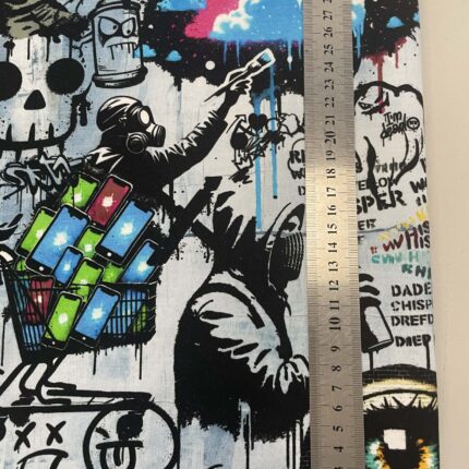 Kilpinis, skaitmeninės spaudos trikotažas Grafiti piešiniai (2 nuotr.) — trikotažas | Trys Pelėdos