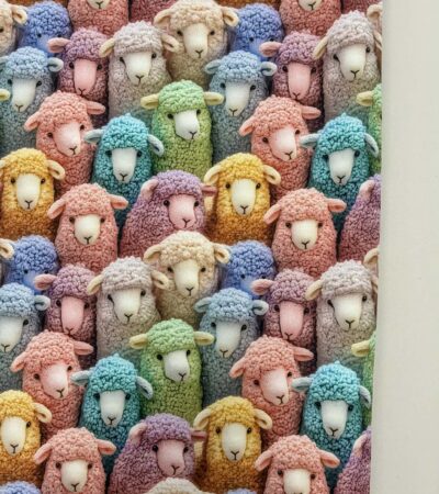 Kilpinis, skaitmeninės spaudos trikotažas Spalvotos avytės