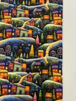 Kilpinis, skaitmeninės spaudos trikotažas Spalvoti namukai