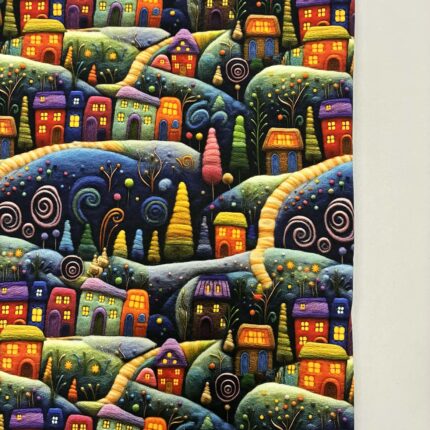 Kilpinis, skaitmeninės spaudos trikotažas Spalvoti namukai