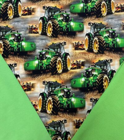 Kilpinio, skaitmeninės spaudos trikotažas, kilpinio trikotažo ir RIB trikotažo rinkinys Traktoriai