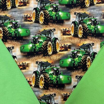 Kilpinio, skaitmeninės spaudos trikotažas, kilpinio trikotažo ir RIB trikotažo rinkinys Traktoriai