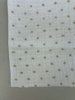 Medvilninis double gauze muslinas Baltas su garstyčių taškiukais