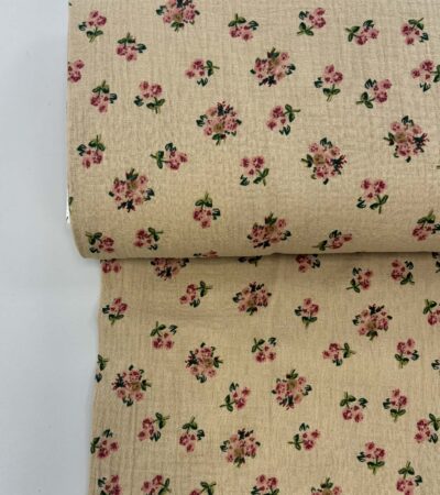 Medvilninis double gauze muslinas Smėlinės rožytės