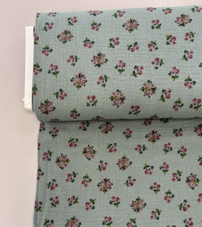 Medvilninis double gauze muslinas Mineral rožytės