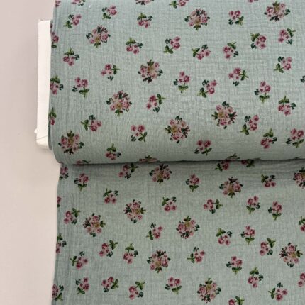 Medvilninis double gauze muslinas Mineral rožytės