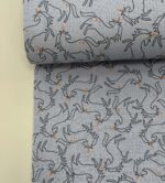 Medvilninis double gauze muslinas Pilki vienaragiai