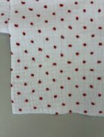 Medvilninis double gauze muslinas Baltas su raudonais taškiukais