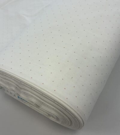 Medvilninis poplinas Pieno baltumo ir rožiniai taškiukai