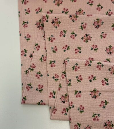 Medvilninis double gauze muslinas Pelenų rožės rožytės