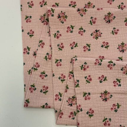 Medvilninis double gauze muslinas Pelenų rožės rožytės