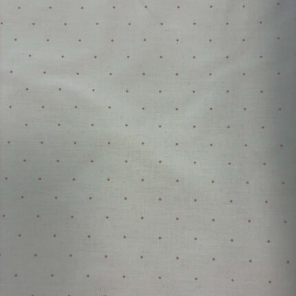 Medvilninis poplinas Pieno baltumo ir rožiniai taškiukai