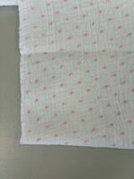 Medvilninis double gauze muslinas Baltas su rožiniais taškiukais