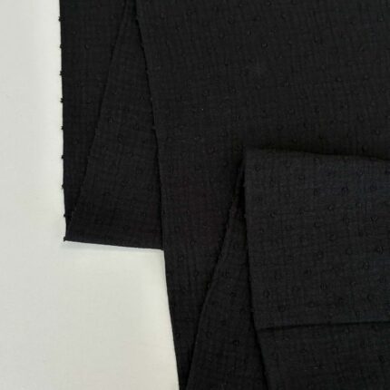 Medvilninis double gauze muslinas Juodas su taškiukais