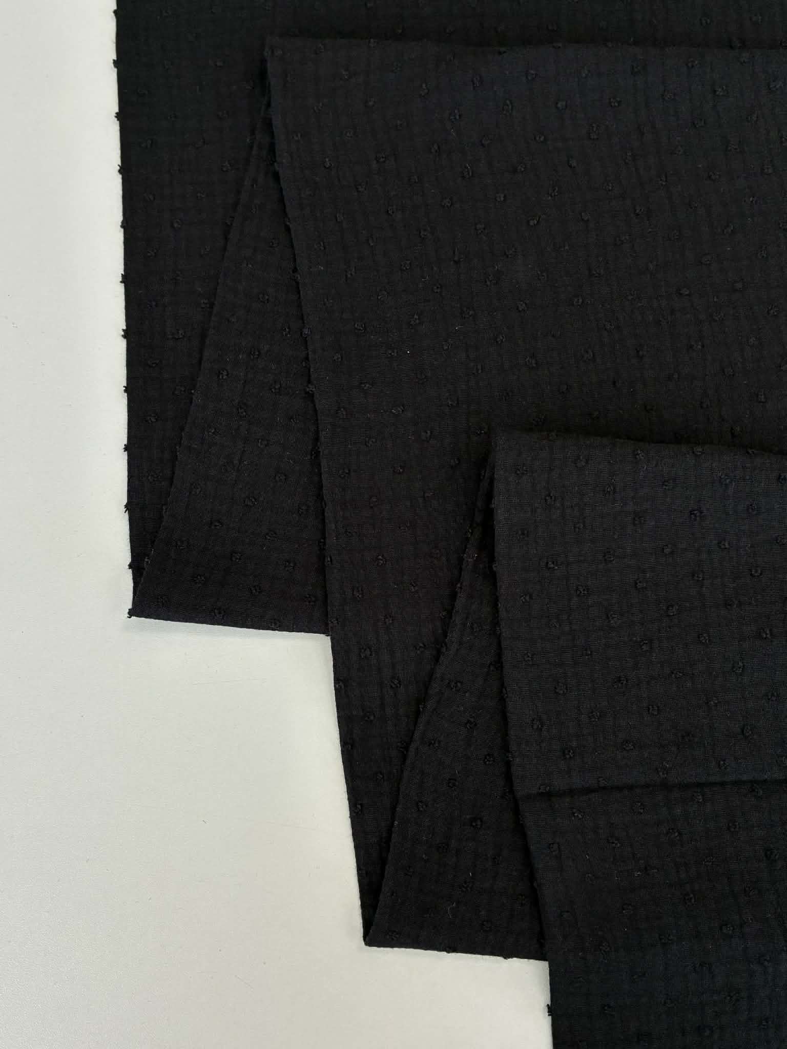 Medvilninis double gauze muslinas Juodas su taškiukais
