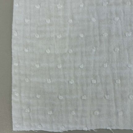 Medvilninis double gauze muslinas Baltas su taškiukais
