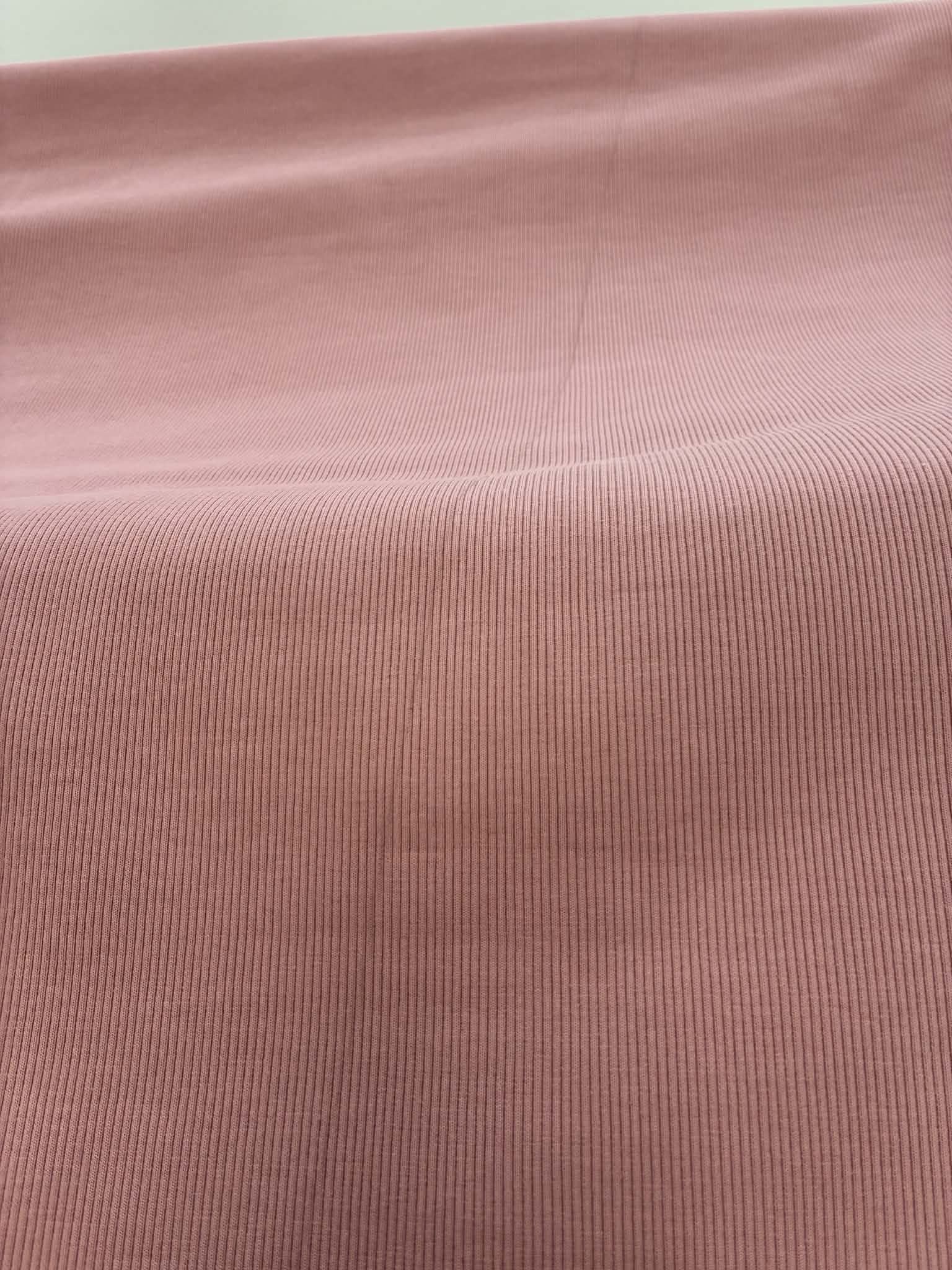 Plonesnis rib trikotažas Dusty rose BROKAS - Image 2