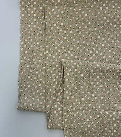 Medvilninis double gauze muslinas Smėliniai gėlių žiedai