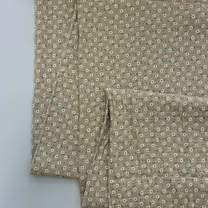 Medvilninis double gauze muslinas Smėliniai gėlių žiedai